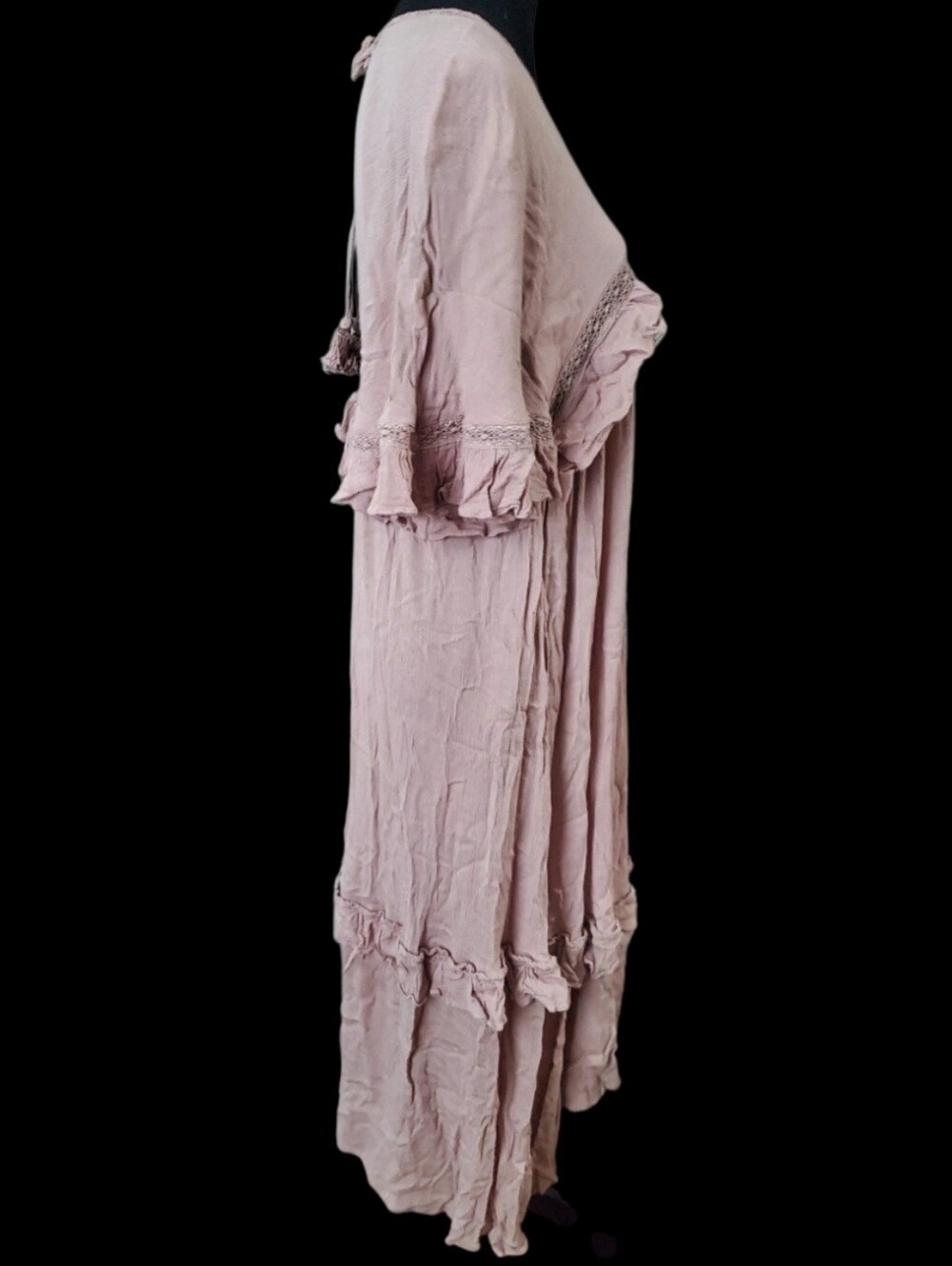 ESTELLE Boho Ruffle Dress-Sand - Picture 6 of 11